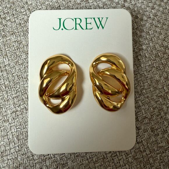 J. Crew Shiny Matte Gold Sculptural link earrings - Picture 4 of 9